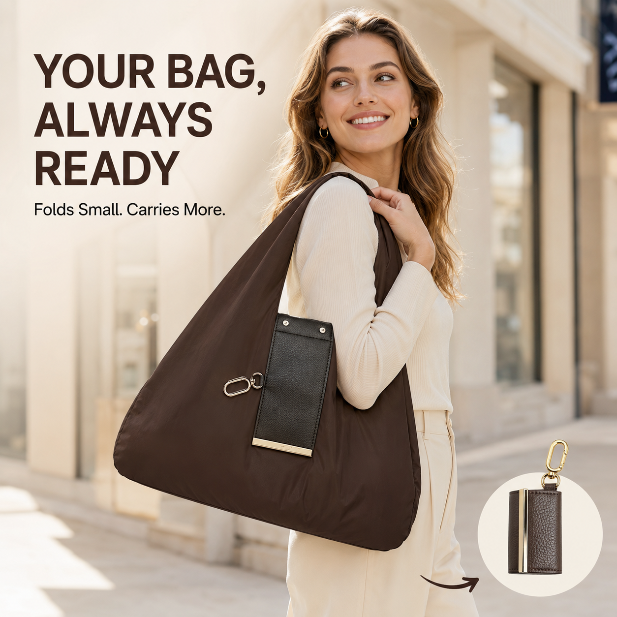 Foldable Keychain Tote Bag for Shopping & Travel