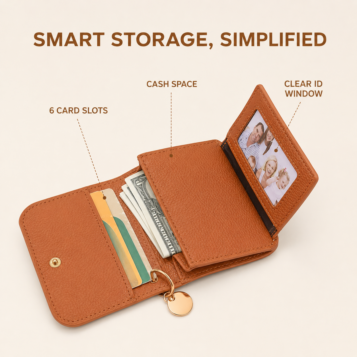 Women's Elegant Minimalist Short Slim Wallet All-match Trendy Mini 3 Bifold Purse Blocking Card Holder Money Clip ID Window Compact Coin Purse Ideal Gift