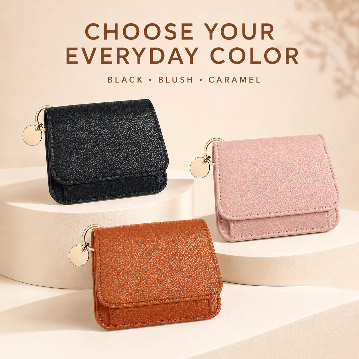 Women's Elegant Minimalist Short Slim Wallet All-match Trendy Mini 3 Bifold Purse Blocking Card Holder Money Clip ID Window Compact Coin Purse Ideal Gift