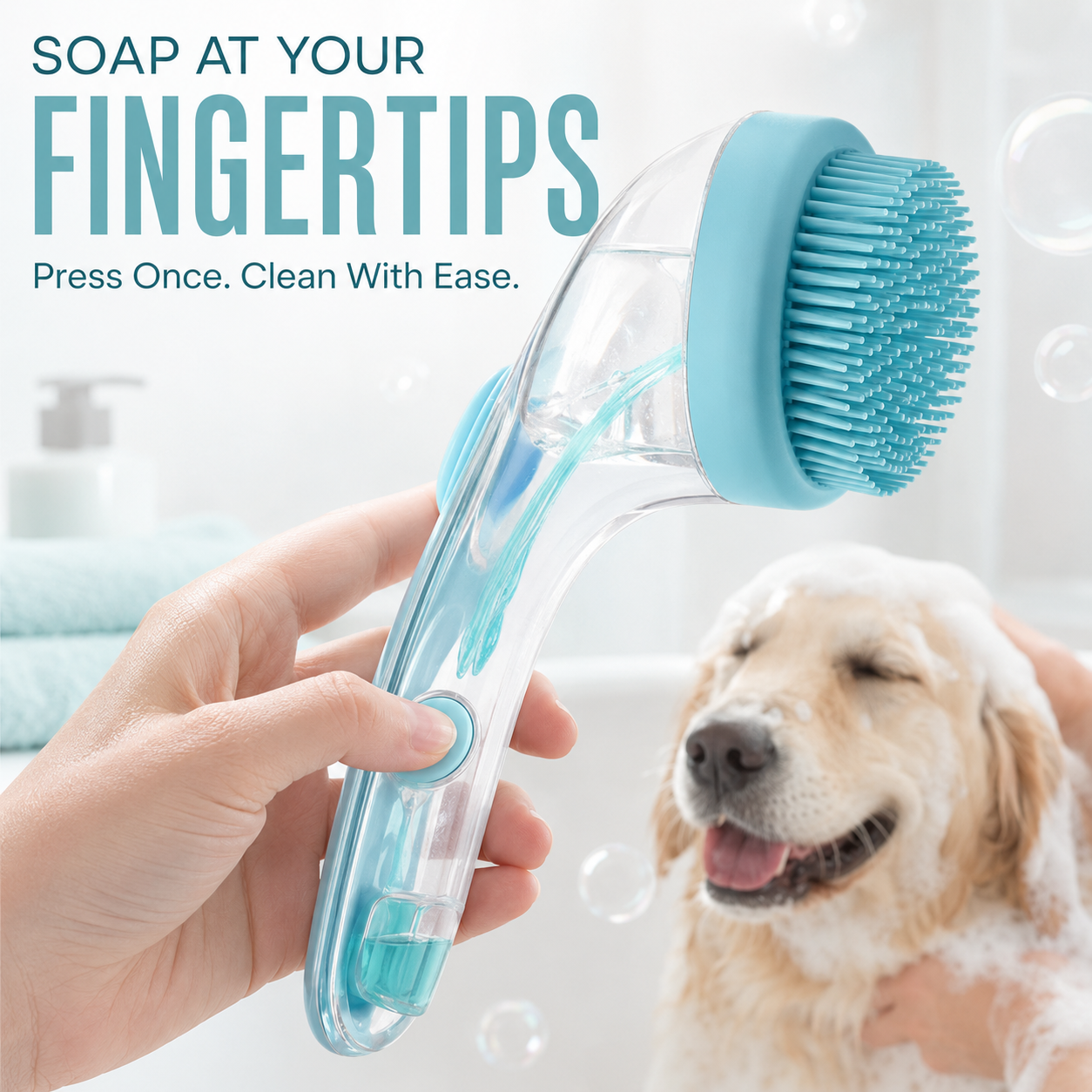 2026 2-in-1 Pet Bath & Grooming Brush with Soap Dispenser