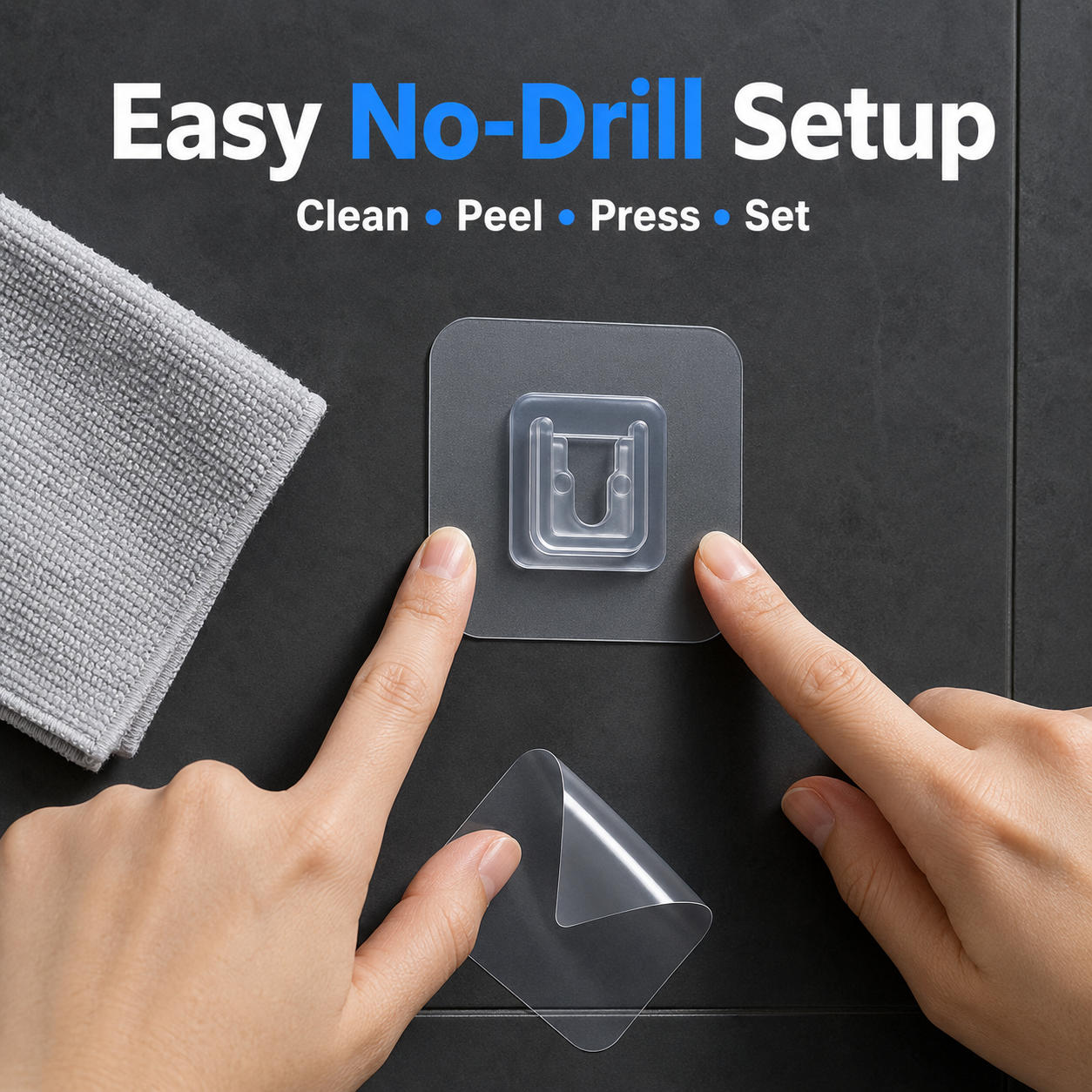 Heavy-Duty Self-Adhesive Wall Hooks | No-Drill Waterproof Mounting Hooks for Bathroom, Kitchen & Home Organization