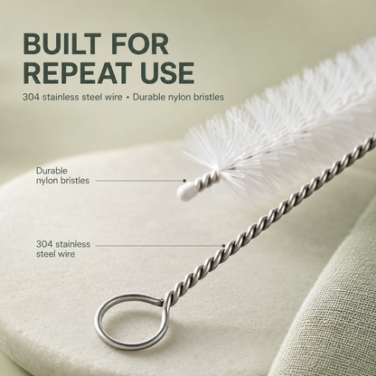 Straw Cleaner Brush Set - 8 Pieces Stainless Steel