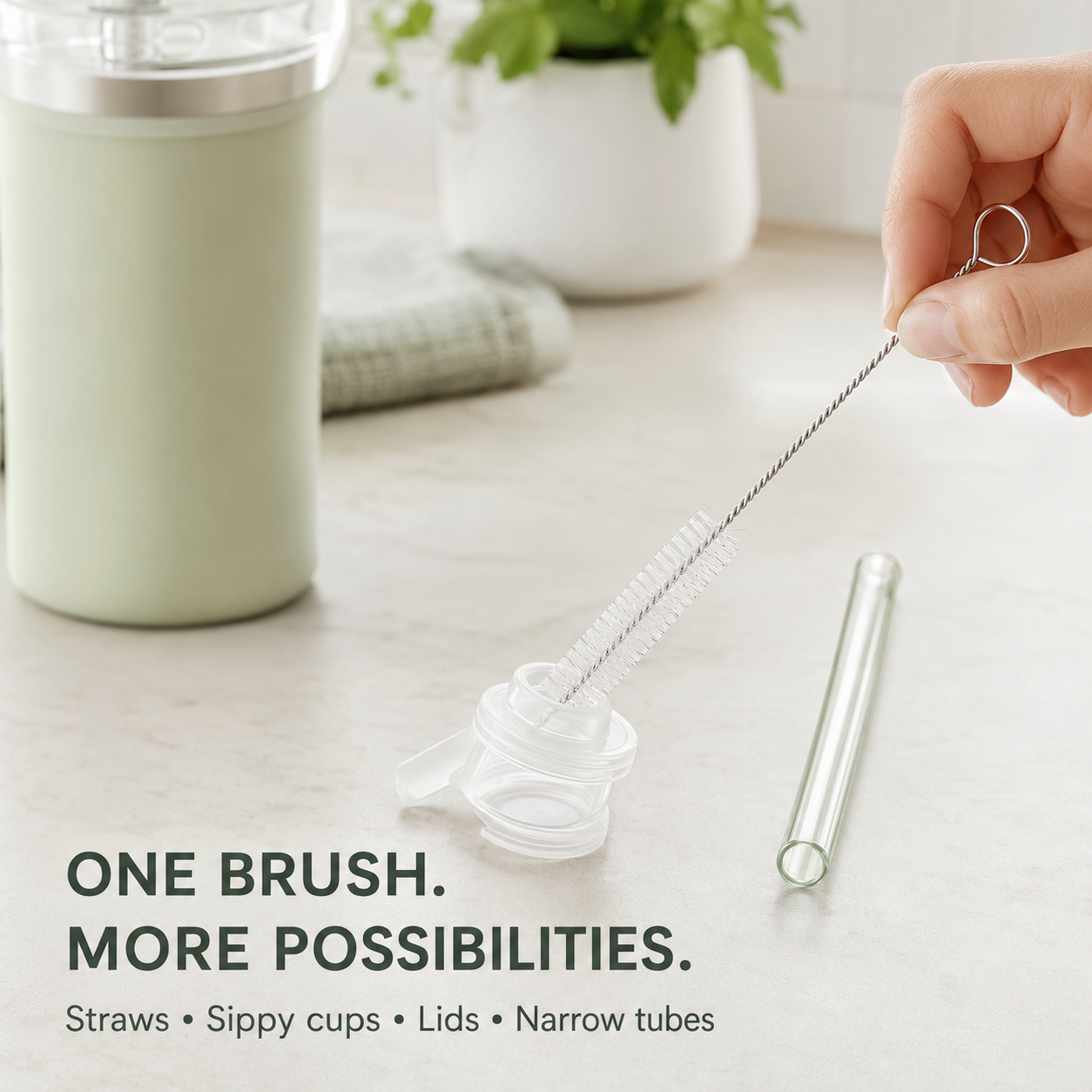 Straw Cleaner Brush Set - 8 Pieces Stainless Steel