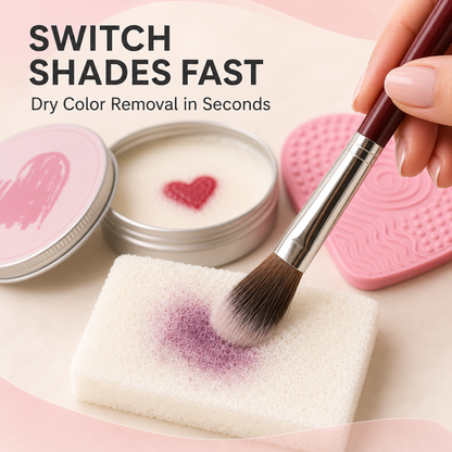 Makeup Brush Heart-Shaped Cleansing Soap – Solid Cleanser with Silicone Cleaning Pad