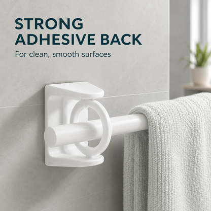 360° Rotating Adhesive Wall Holder – No-Drill Multi-Purpose Pole & Handle Organizer for Bathroom & Kitchen