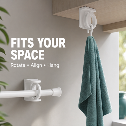 360° Rotating Adhesive Wall Holder – No-Drill Multi-Purpose Pole & Handle Organizer for Bathroom & Kitchen