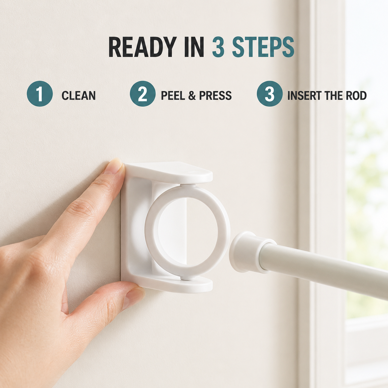 360° Rotating Adhesive Wall Holder – No-Drill Multi-Purpose Pole & Handle Organizer for Bathroom & Kitchen