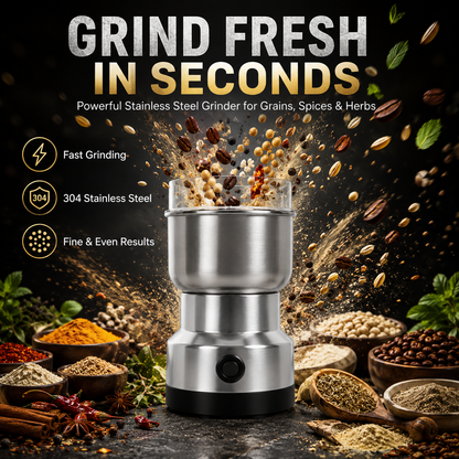 ⚙️ Stainless Steel Grain Grinder – High-Speed Electric Mill, Fine Powder in Seconds