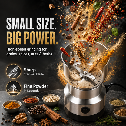 ⚙️ Stainless Steel Grain Grinder – High-Speed Electric Mill, Fine Powder in Seconds