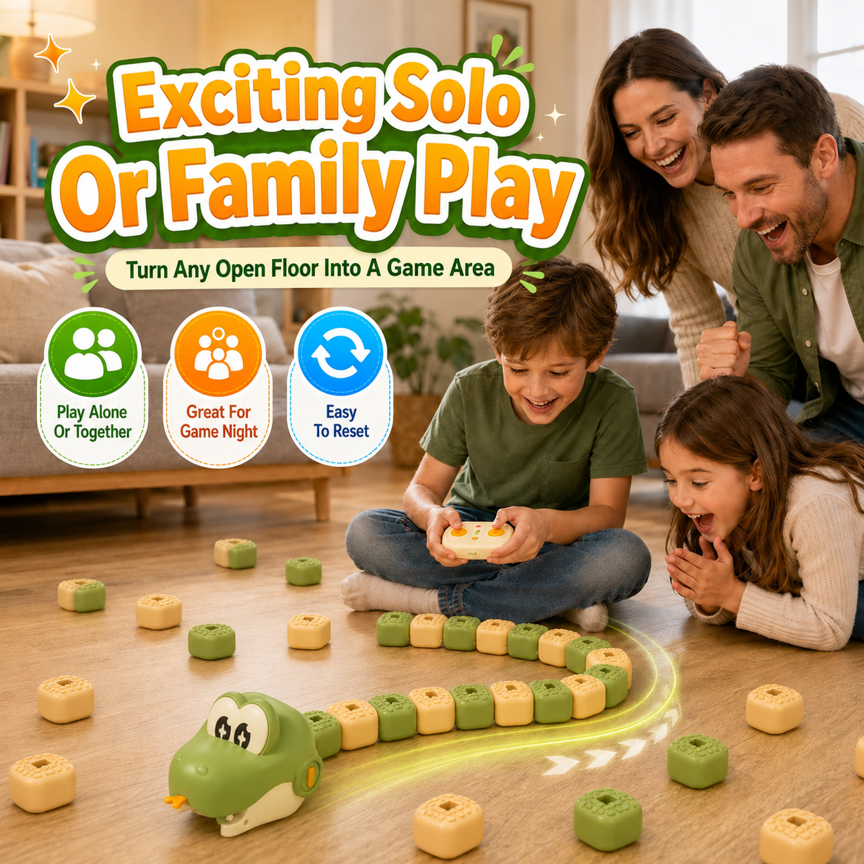Remote Control Snake Block-Collecting Game