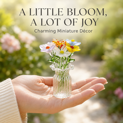 Handcrafted Mini Glass Flower Decoration Set - 7 Pieces