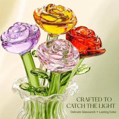 Handcrafted Mini Glass Flower Decoration Set - 7 Pieces
