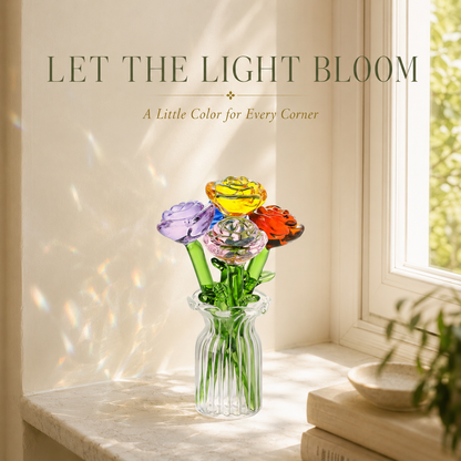 Handcrafted Mini Glass Flower Decoration Set - 7 Pieces