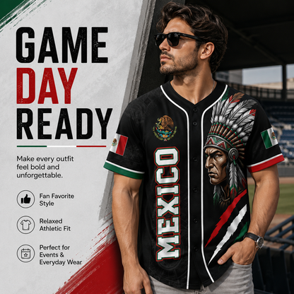 Mexican Flag Eagle Aztec Warrior Jersey - Vintage Style Sports Shirt