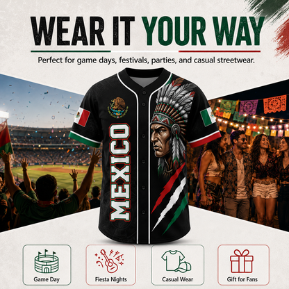 Mexican Flag Eagle Aztec Warrior Jersey - Vintage Style Sports Shirt