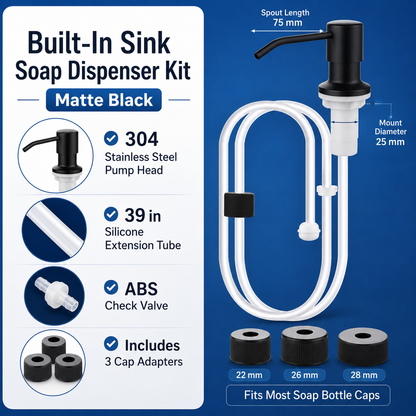 No-Refill Kitchen Sink Soap Dispenser – Brushed Nickel with 39" Extension Tube, Leak-Proof Countertop Pump
