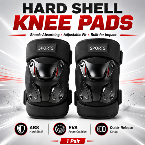 Adjustable Hard Shell Protective Knee Pads 1 Pair | Shock Absorbing Sports Knee Guards