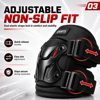 Adjustable Hard Shell Protective Knee Pads 1 Pair | Shock Absorbing Sports Knee Guards