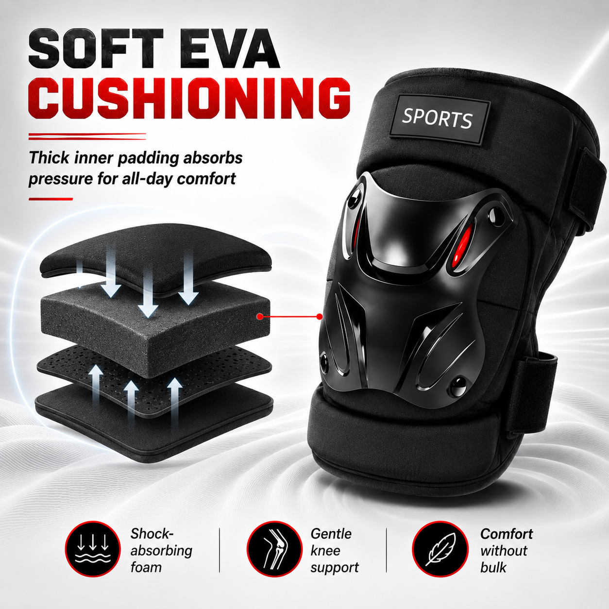 Adjustable Hard Shell Protective Knee Pads 1 Pair | Shock Absorbing Sports Knee Guards