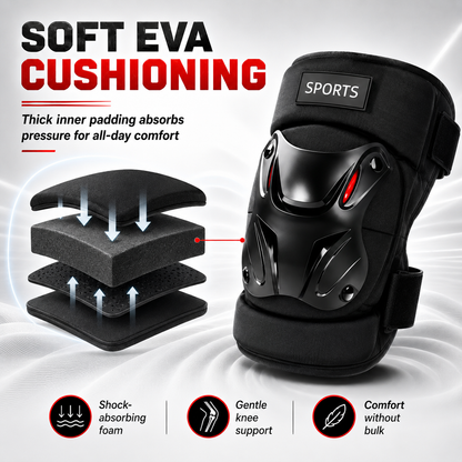 Adjustable Hard Shell Protective Knee Pads 1 Pair | Shock Absorbing Sports Knee Guards