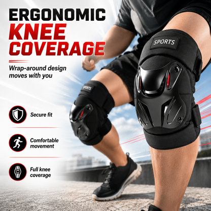 Adjustable Hard Shell Protective Knee Pads 1 Pair | Shock Absorbing Sports Knee Guards