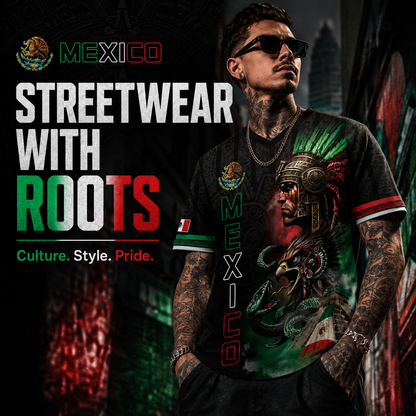 Unisex Mexico Aztec Warrior 3D All-Over Print Sports Top - Mexican Flag Eagle and Snake Graphic Tee, Cinco de Mayo Patriotic Gift, Guys Gifts, Mexico Shirts Women