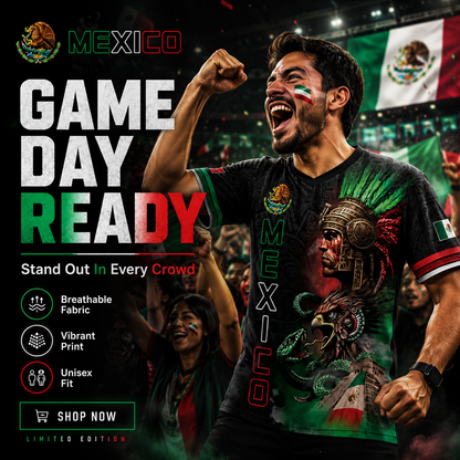 Unisex Mexico Aztec Warrior 3D All-Over Print Sports Top - Mexican Flag Eagle and Snake Graphic Tee, Cinco de Mayo Patriotic Gift, Guys Gifts, Mexico Shirts Women