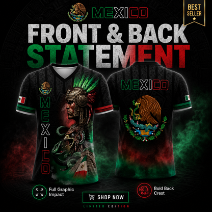 Unisex Mexico Aztec Warrior 3D All-Over Print Sports Top - Mexican Flag Eagle and Snake Graphic Tee, Cinco de Mayo Patriotic Gift, Guys Gifts, Mexico Shirts Women