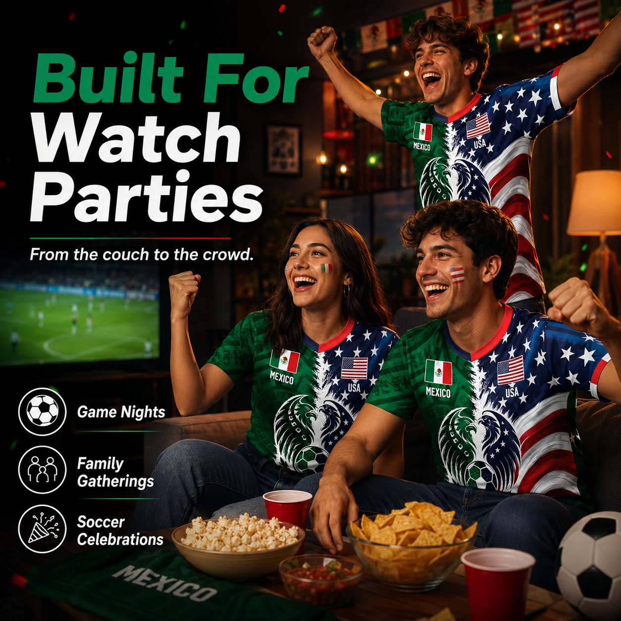 Full Half USA Half Mexico Flag Split Print Soccer Jersey