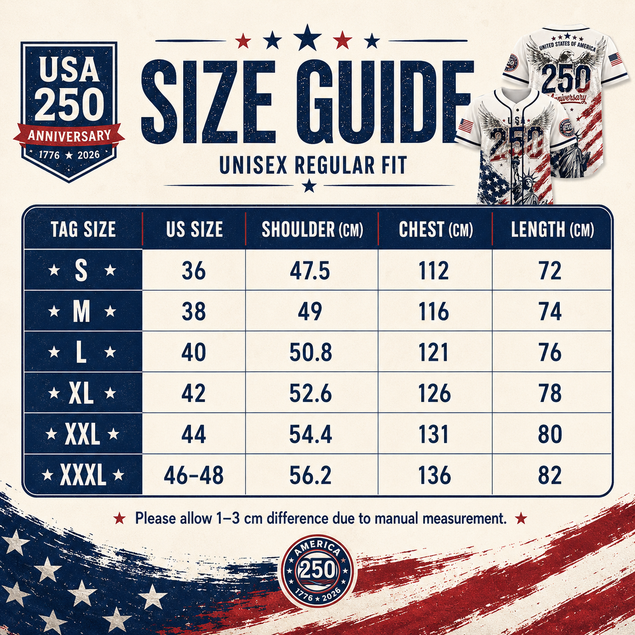 USA 250 Years Anniversary Baseball Jersey Shirt, Patriotic Liberty 1776-2026 4th of July Shirt 685168