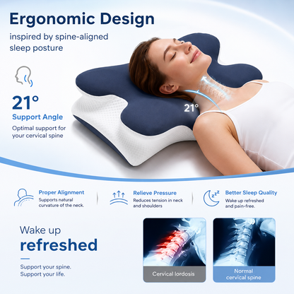 Free shipping//Butterfly Ergonomic Cooling Memory Foam Cervical Pillow, Orthopedic Neck Support Contour Pillow for Side Back Stomach Sleepers