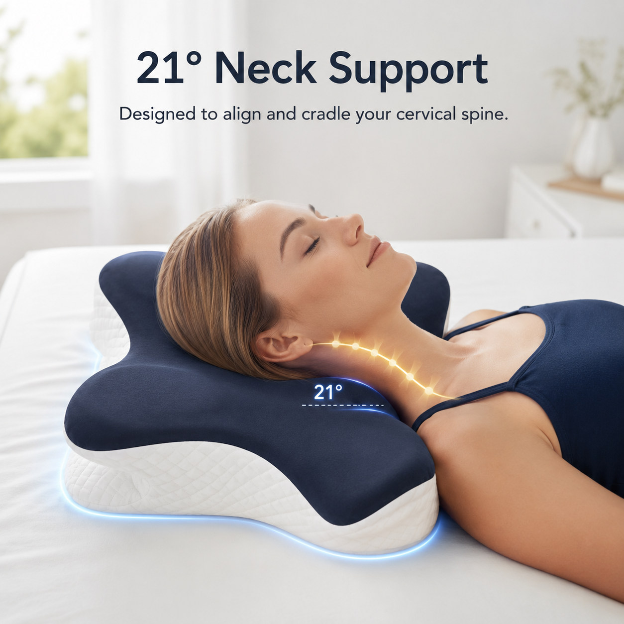 Free shipping//Butterfly Ergonomic Cooling Memory Foam Cervical Pillow, Orthopedic Neck Support Contour Pillow for Side Back Stomach Sleepers