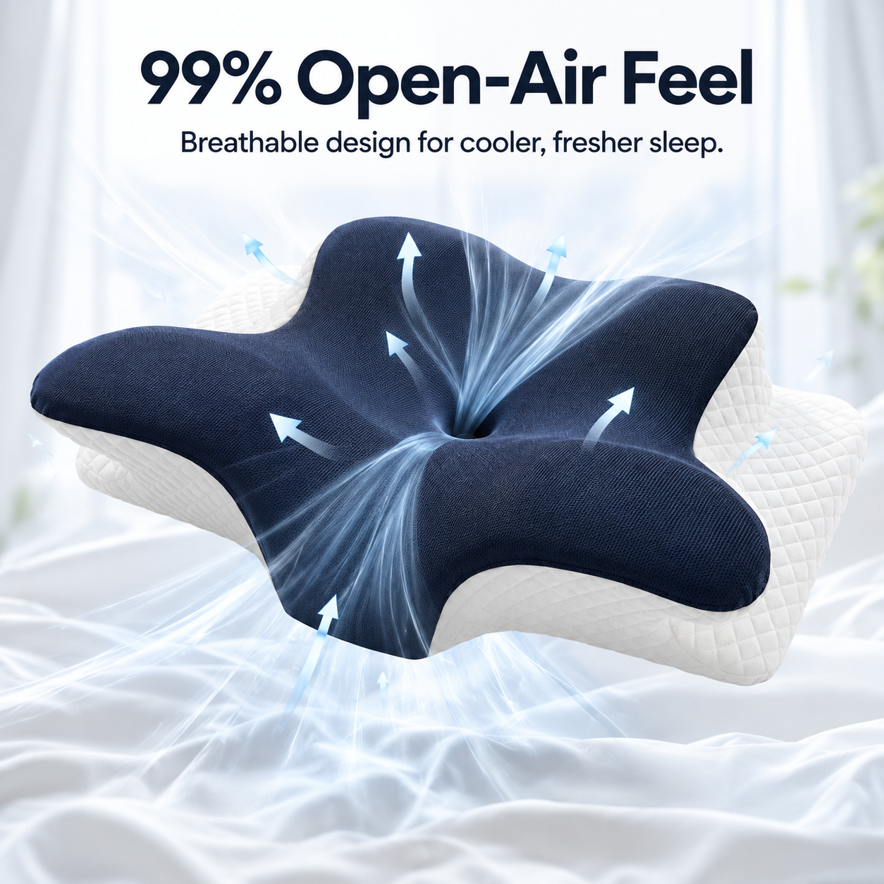 Free shipping//Butterfly Ergonomic Cooling Memory Foam Cervical Pillow, Orthopedic Neck Support Contour Pillow for Side Back Stomach Sleepers