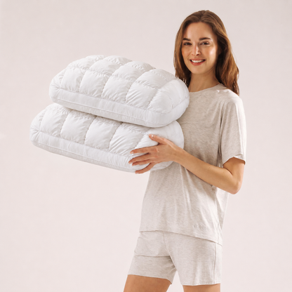 Free shipping☁️ Cloud Puff Grid Pillow – Cooling, Fluffy & No-Flat Comfort for Side & Back Sleepers 😴