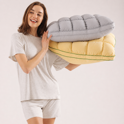Free shipping☁️ Cloud Puff Grid Pillow – Cooling, Fluffy & No-Flat Comfort for Side & Back Sleepers 😴