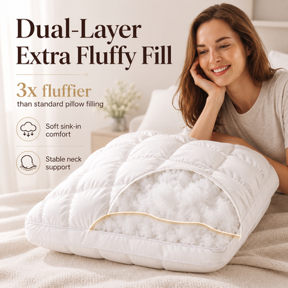 Free shipping☁️ Cloud Puff Grid Pillow – Cooling, Fluffy & No-Flat Comfort for Side & Back Sleepers 😴