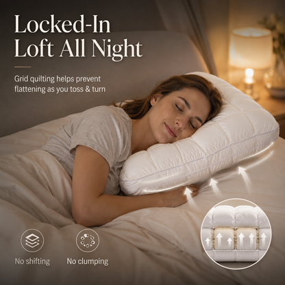 Noomoriey™ Cloud Pillow – Ultra Fluffy Quilted Bed Pillow with Breathable Support for Side, Back & Stomach Sleepers