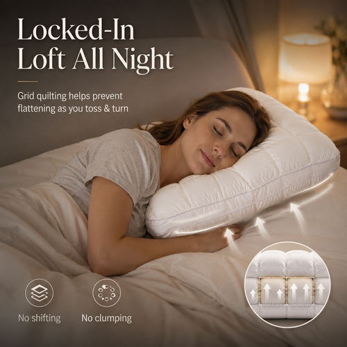 Noomoriey™ Cloud Pillow – Ultra Fluffy Quilted Bed Pillow with Breathable Support for Side, Back & Stomach Sleepers