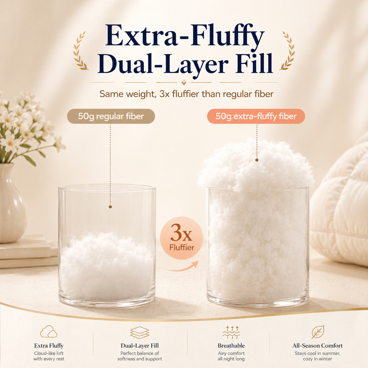 Free shipping☁️ Cloud Puff Grid Pillow – Cooling, Fluffy & No-Flat Comfort for Side & Back Sleepers 😴