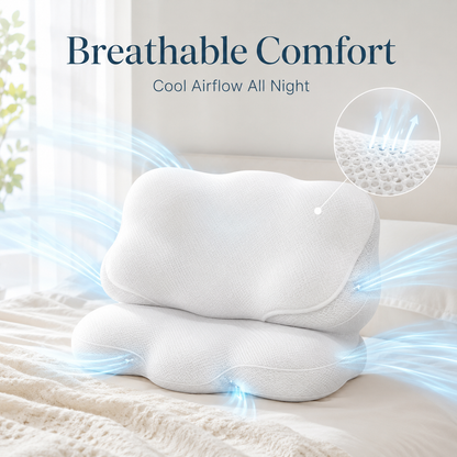 Cloud Shaped Memory Foam Pillow for Kids & Elderly, Ergonomic Cervical Pillow with Multi-Height Options, Soft Safe Pillow for Neck Pain Relief