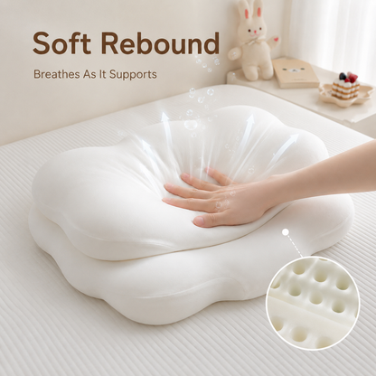 Cloud Shaped Memory Foam Pillow for Kids & Elderly, Ergonomic Cervical Pillow with Multi-Height Options, Soft Safe Pillow for Neck Pain Relief