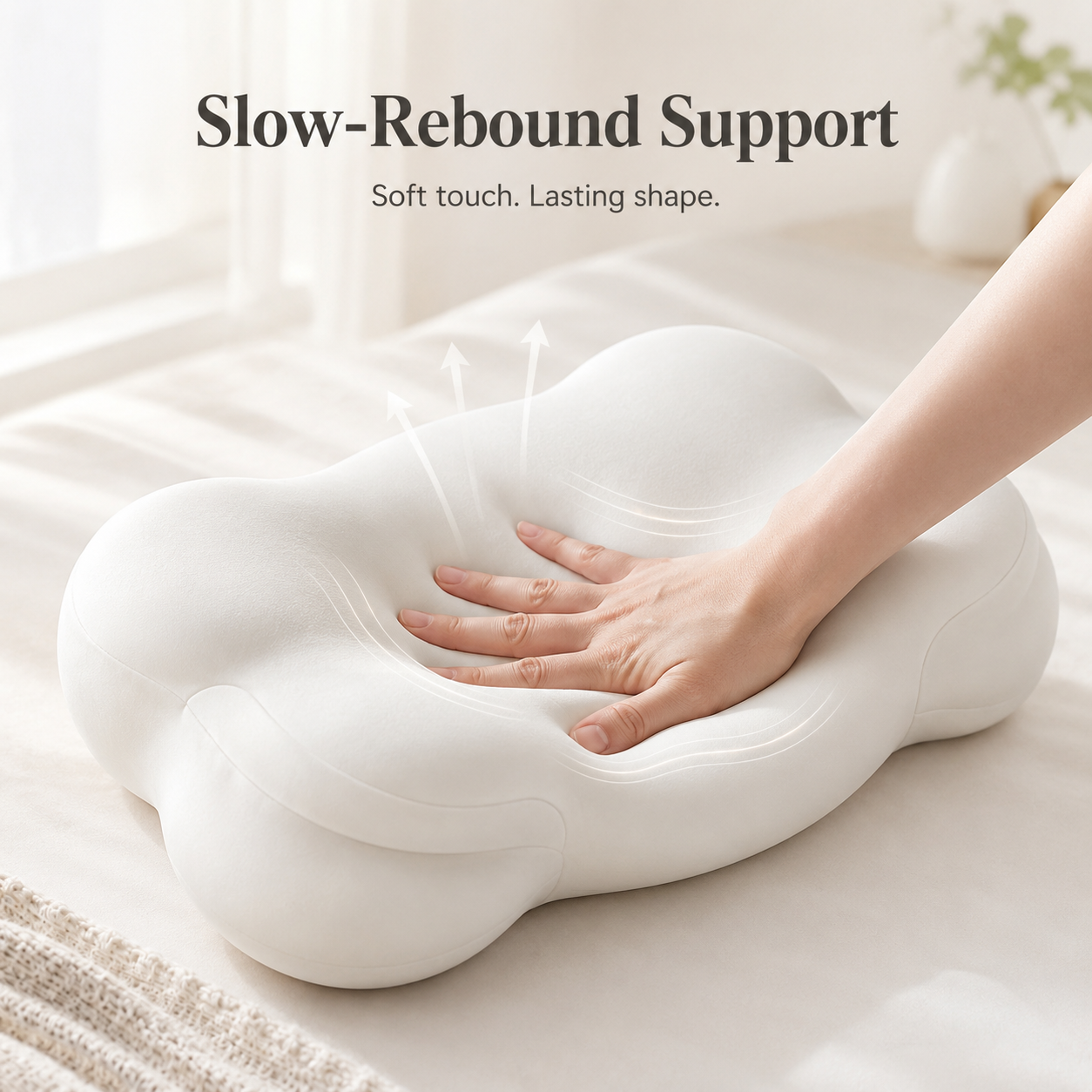 Cloud Ergonomic Memory Foam Pillow, Contour Cervical Support Pillow for Neck Pain Relief, Soft Slow Rebound Pillow for Back, Side & Stomach Sleepers