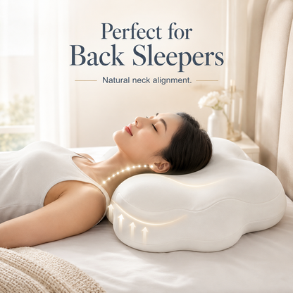 Cloud Ergonomic Memory Foam Pillow, Contour Cervical Support Pillow for Neck Pain Relief, Soft Slow Rebound Pillow for Back, Side & Stomach Sleepers
