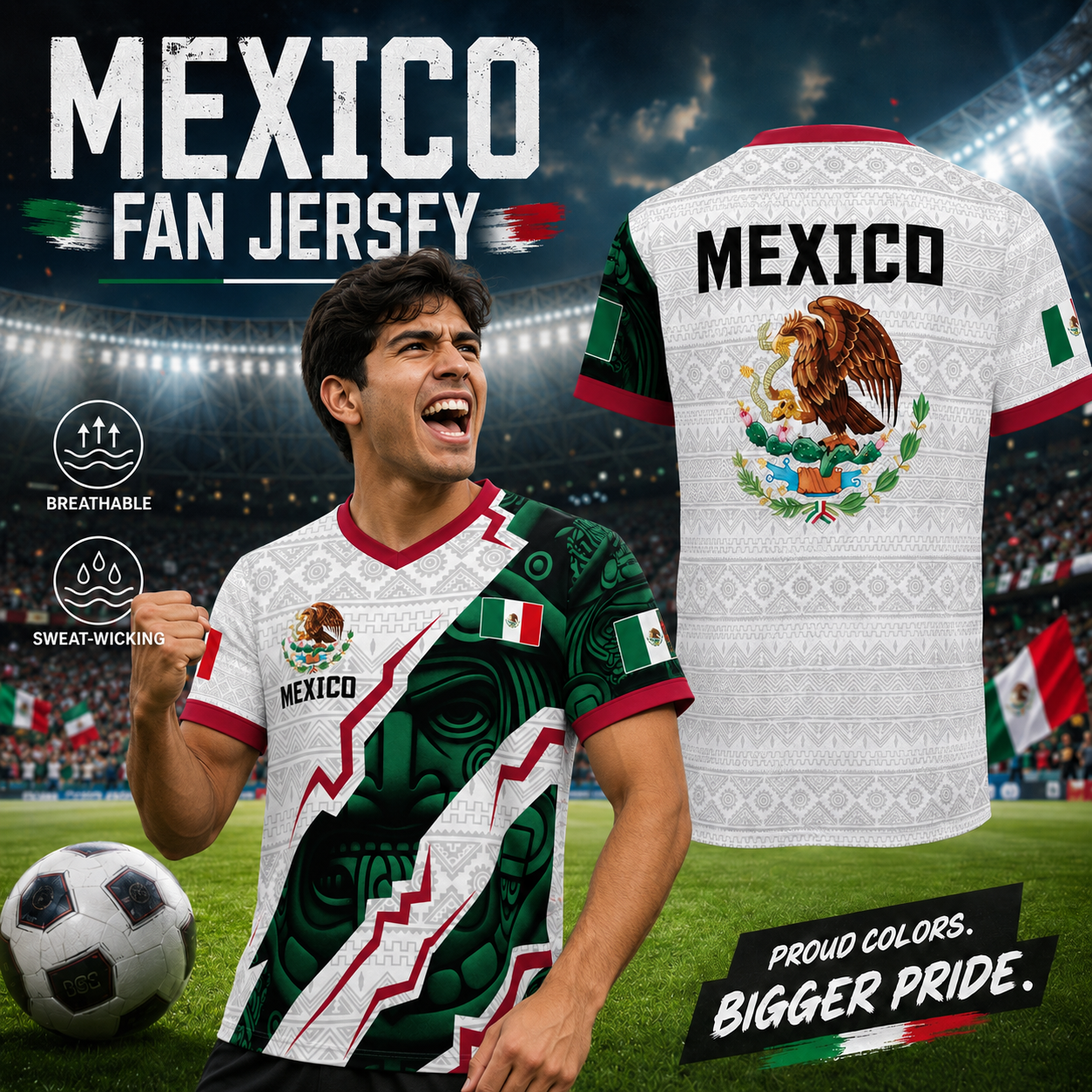 Mexico National Team Style Soccer Jersey 2026 V-Neck for Fans & Players