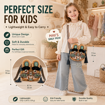 Embroidered Tiger Head Crossbody Bag for Kids