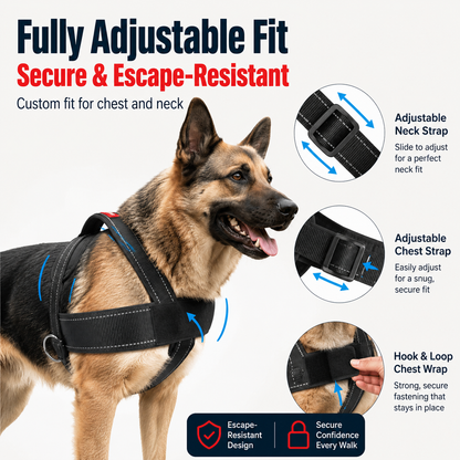 🐾No-Pull Reflective Dog Harness for Medium & Large Dogs, Comfortable Padded Vest with Dual D-Rings, Adjustable Anti-Pull Chest Harness for Walking & Training