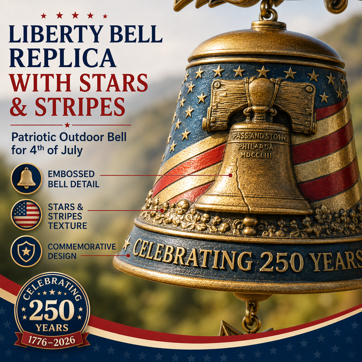 🔔American Eagle 250th Anniversary Doorbell 🇺🇸 ★Handmade, Dimensions: 8''×9''×12''★