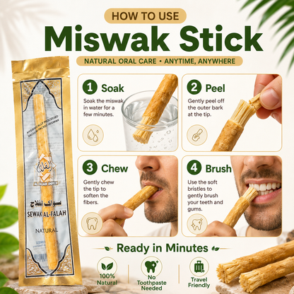 Thin Sewak Al-Falah Miswak Natural Toothbrush Sticks Oral Daily Comfort (Indvidually Wrapped)