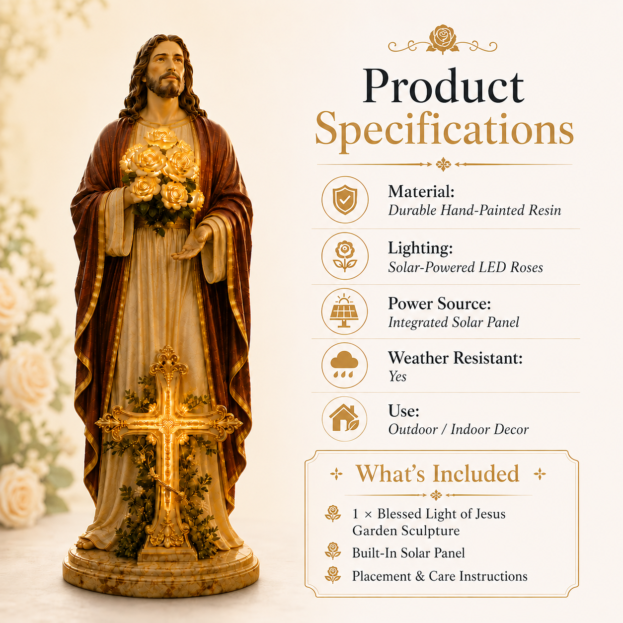 🔥Last Day 49% OFF 💗 Blessed Light of Jesus & Virgin Mary Garden Sculpture💛