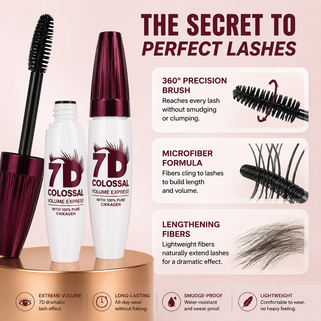 🔥Limited-time offer✨7D Colossal Mascara – 7X Volume, 24H Waterproof & Smudge-Proof